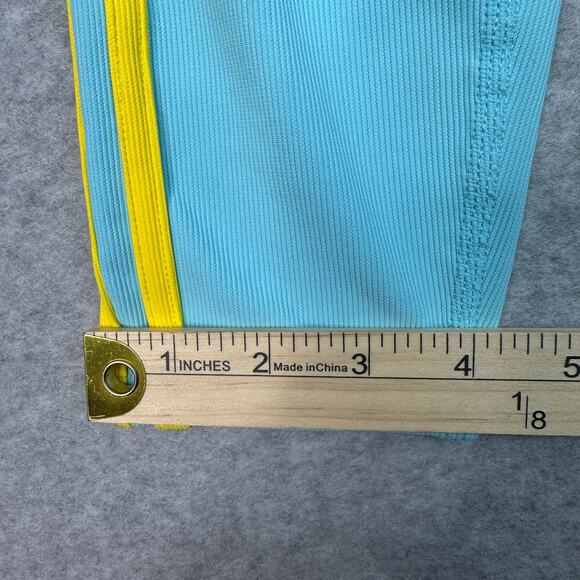 Move Theology Two Stripe Leggings WMNS S Teal Yellow Deluxe Rib Pull On Stretchy - Picture 10 of 11
